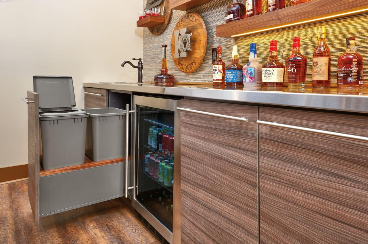 Rev-A-Shelf Rev-a-shelf Walnut Bottom Mount LEGRABOX Waste Pullout w/Double Orion Gray 50 qt. Container and BLUMOTION Soft-Close for Full Access 18" Base 5LB-1850OGWN-213 
