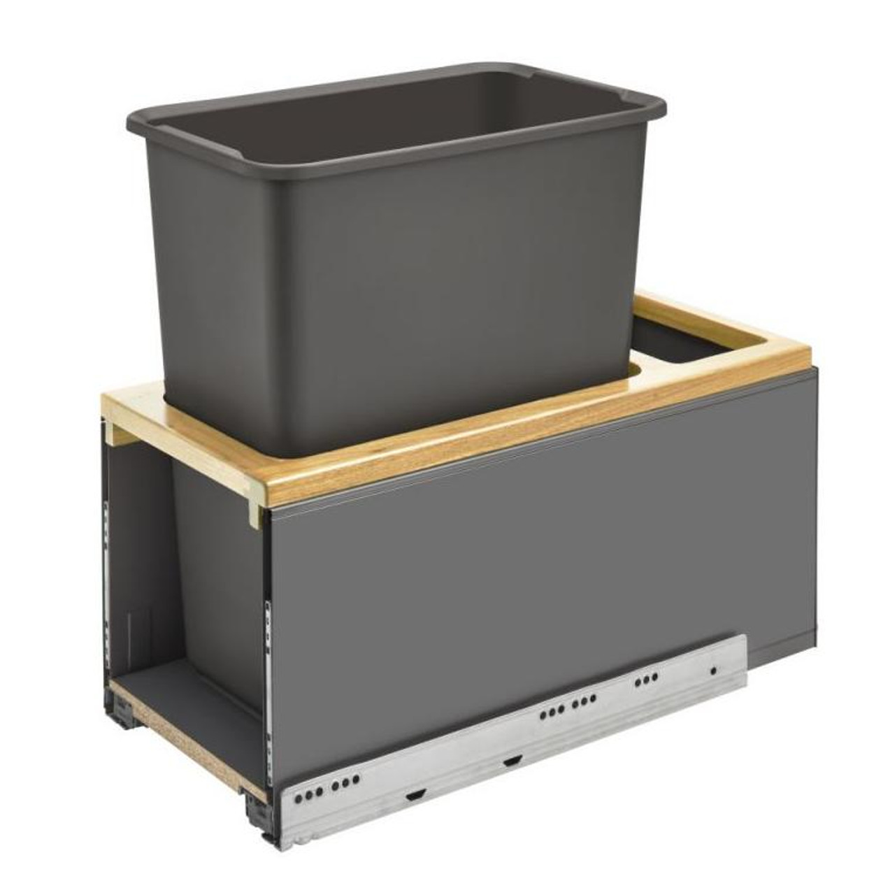 Rev-A-Shelf Rev-a-shelf Maple Bottom Mount LEGRABOX Waste Pullout w/Single Orion Gray 30 qt. Container and BLUMOTION Soft-Close for Full Access 12" Base 5LB-1230OGMP-113 