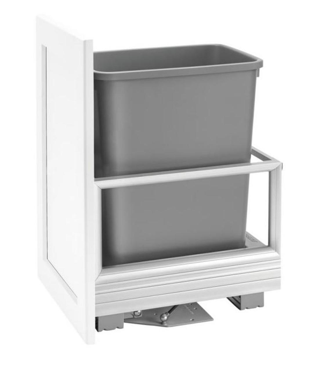 Rev-A-Shelf Rev-a-shelf Single 35 Qt. Pull-Out 18 in. D Brushed Aluminum and Silver Waste Container with Rev-A-Motionn 5149-15DM18-117 
