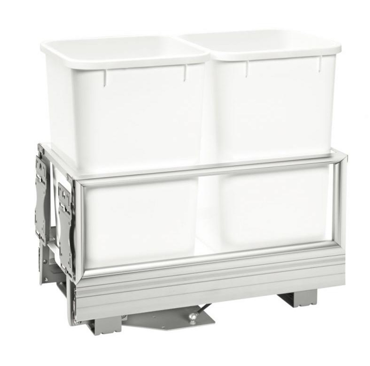 Rev-A-Shelf Rev-a-shelf Double 27Qt. Pull-Out Brushed Aluminum and White Waste Container with Rev-A-Motion 5149-1527DM-211 