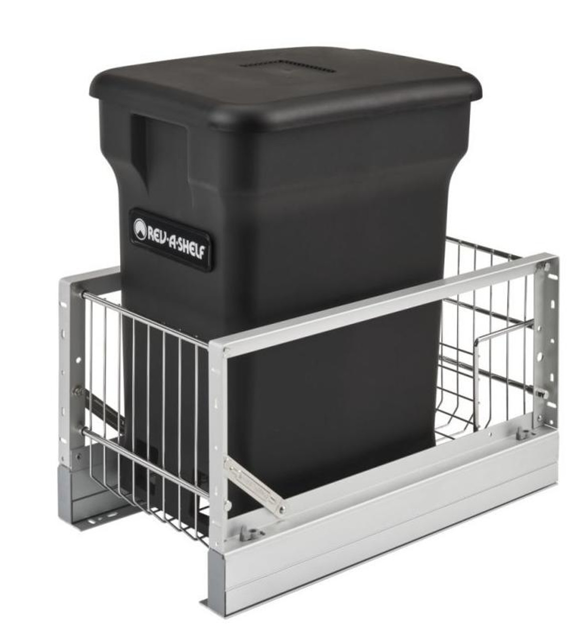 Rev-A-Shelf Rev-a-shelf Aluminum Bottom Mount Waste Pullout with Single Green 24 Qt. Compo+ Container w/Soft-Close for 30" sink base or 15" base 5349-15CKxx-1 