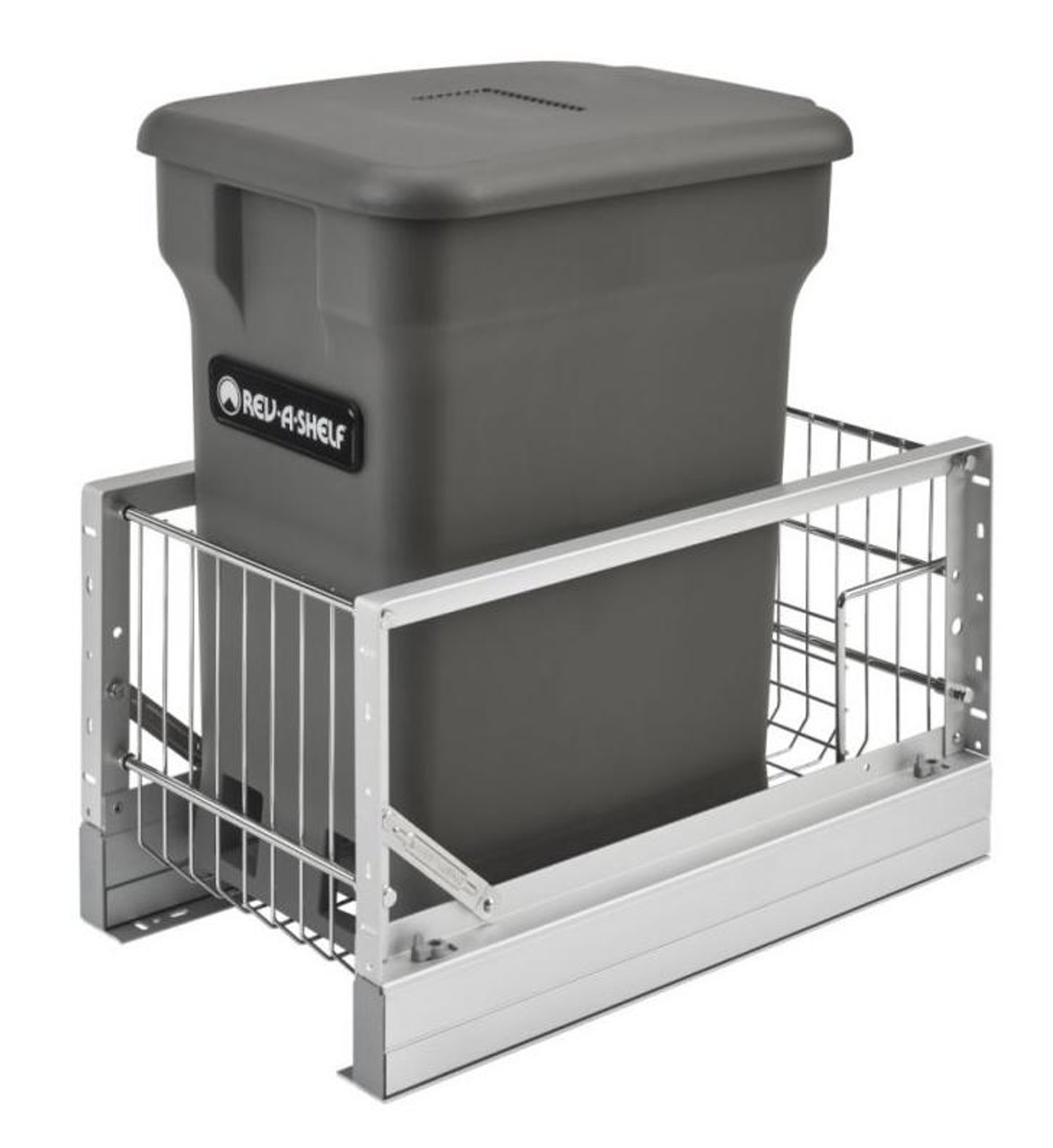 Rev-A-Shelf Rev-a-shelf Aluminum Bottom Mount Waste Pullout with Single Green 24 Qt. Compo+ Container w/Soft-Close for 30" sink base or 15" base 5349-15CKxx-1 
