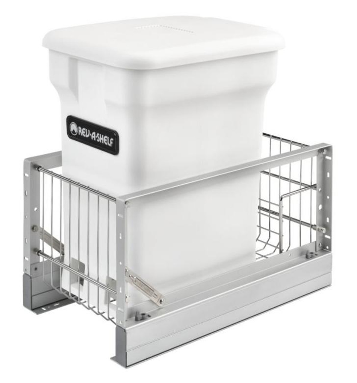 Rev-A-Shelf Rev-a-shelf Aluminum Bottom Mount Waste Pullout with Single Green 24 Qt. Compo+ Container w/Soft-Close for 30" sink base or 15" base 5349-15CKxx-1 