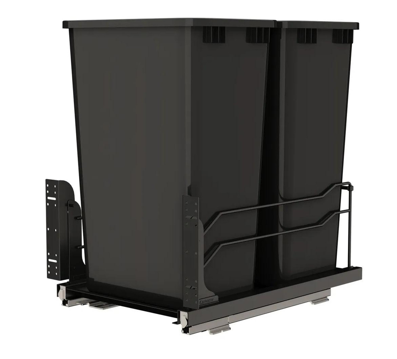 Rev-A-Shelf Rev-a-shelf Steel Bottom Mount Waste Container Double 50 Qt with Soft-Close 3 Colors to Choose From 53WC-2150SCDMM Series 