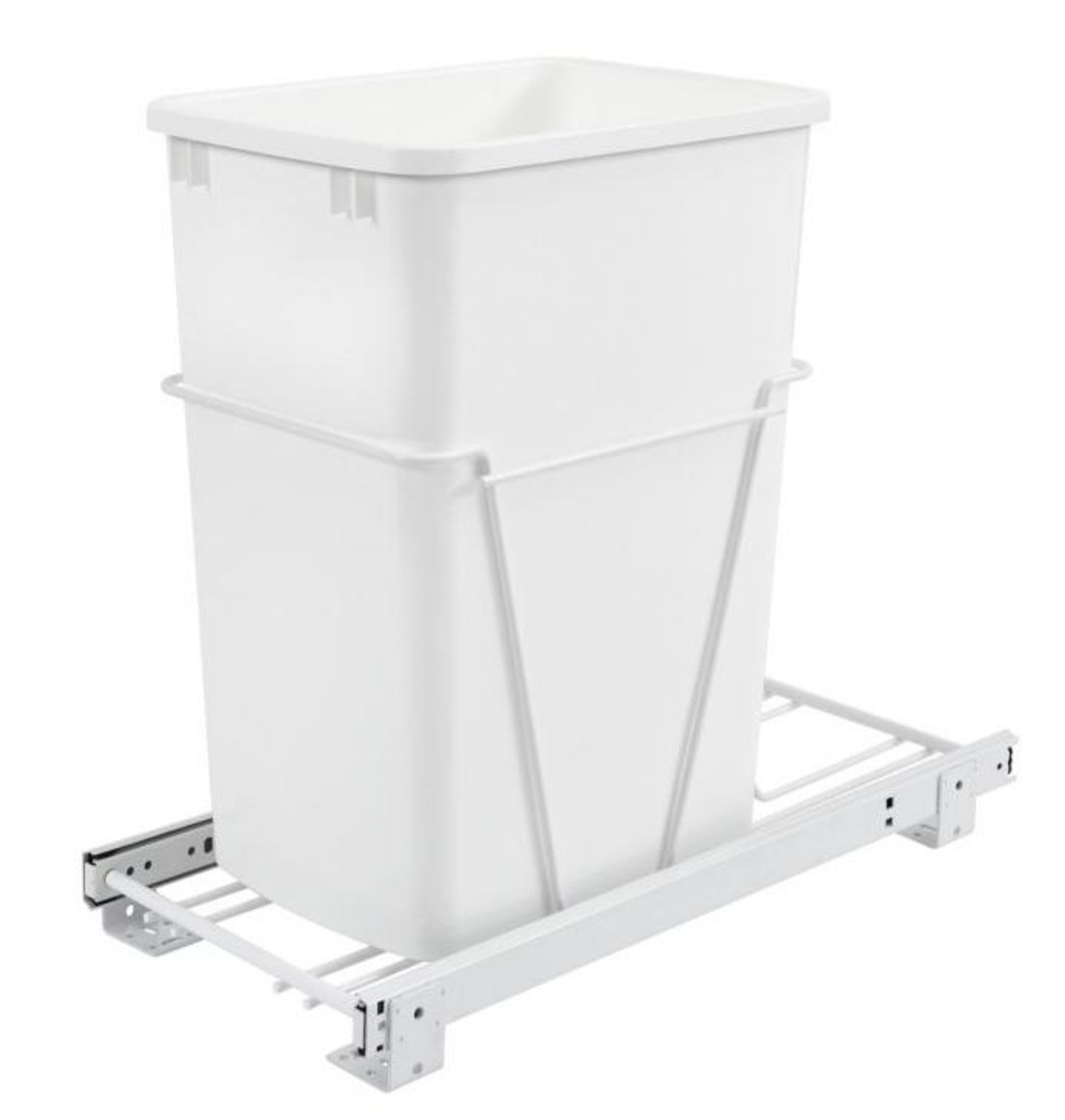 Rev-A-Shelf Rev-a-shelf Single 35 Qt. 10-5/8 in. Wide Pull-Out White and White Waste Container with 3/4 Extension Slide RV-12PB 