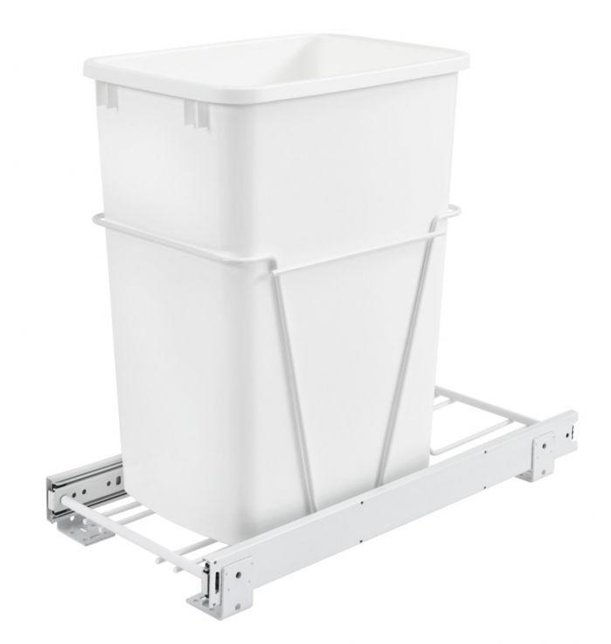 Rev-A-Shelf Rev-a-shelf Single 35 Qt. Pull-Out White Waste Container with Full-Extension Slides RV-12PB S