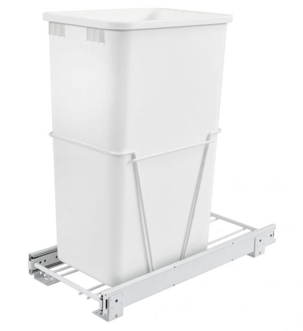 Rev-A-Shelf Rev-a-shelf Single 50 Qt. Pull-Out White Waste Container with 3/4 Extension Slide RV-12PB-50 