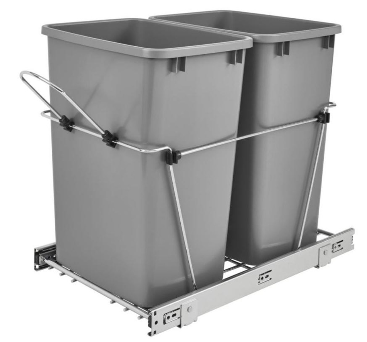 Rev-A-Shelf Rev-a-shelf Double 35 Qt. Pull-Out Silver or Black and Chrome Waste Container RV-18KD-17C S/RV-18KD-18C S 