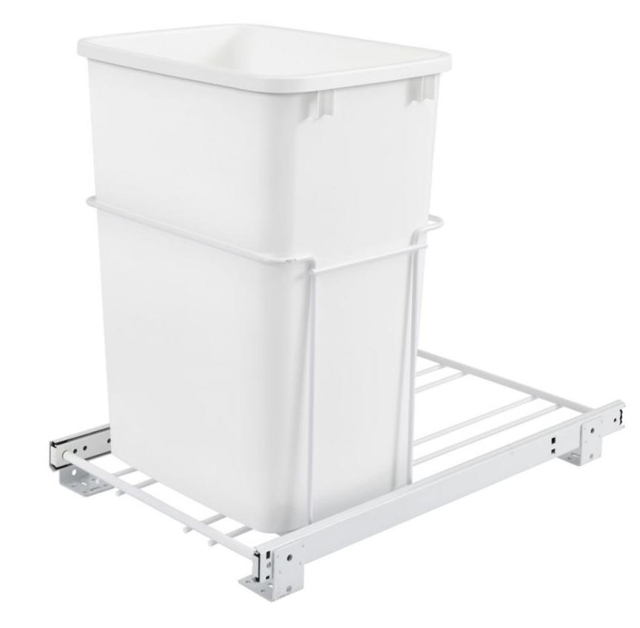 Rev-A-Shelf Rev-a-shelf Single 35 Qt. 14-3/8 in. Wide Pull-Out White Waste Container with 3/4 Extension Slides RV-18PB-1 