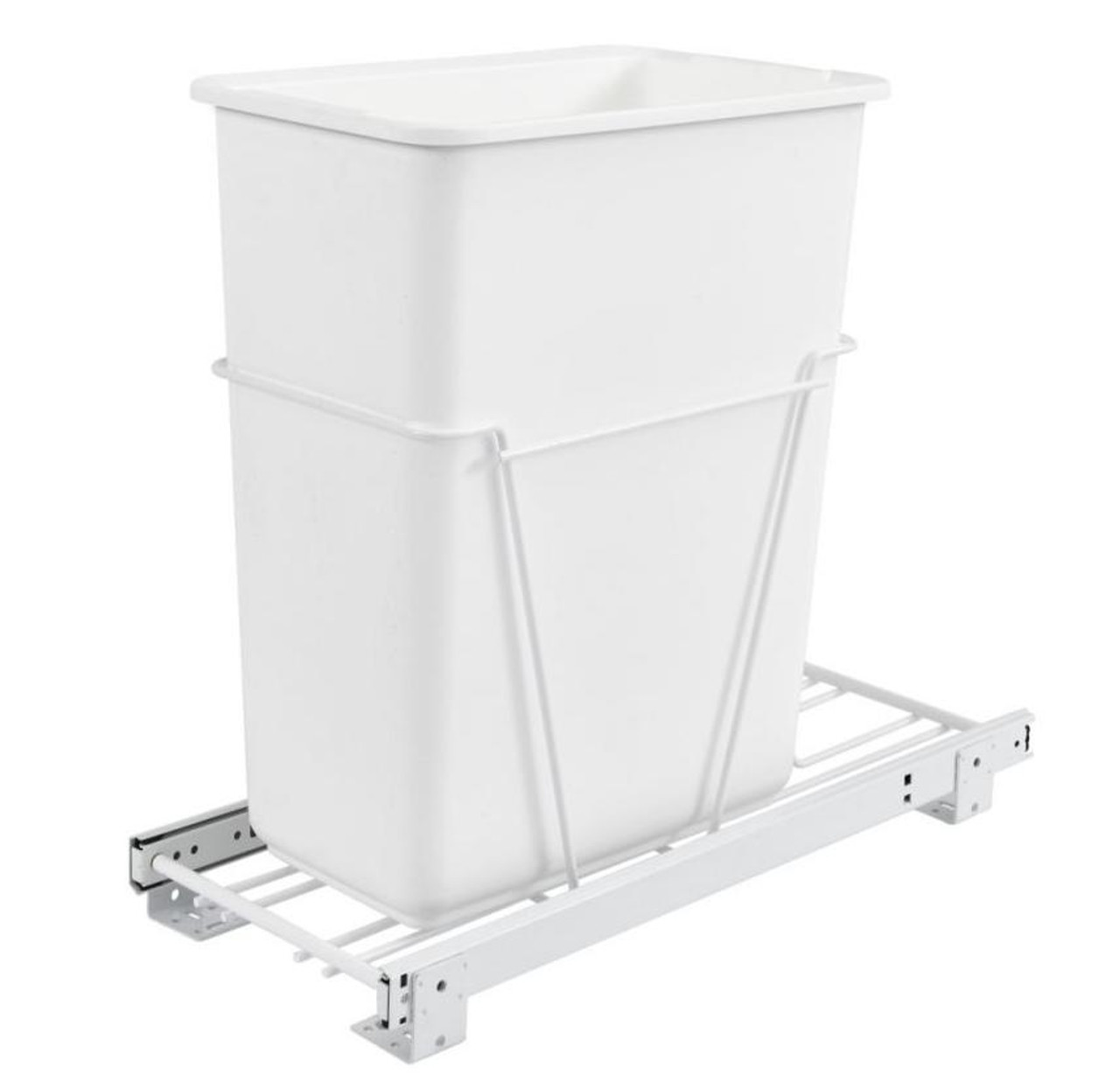 Rev-A-Shelf Rev-a-shelf Single 30 Qt. Pull-Out Silver Waste Container with 3/4 Extension Slides RV-9P 