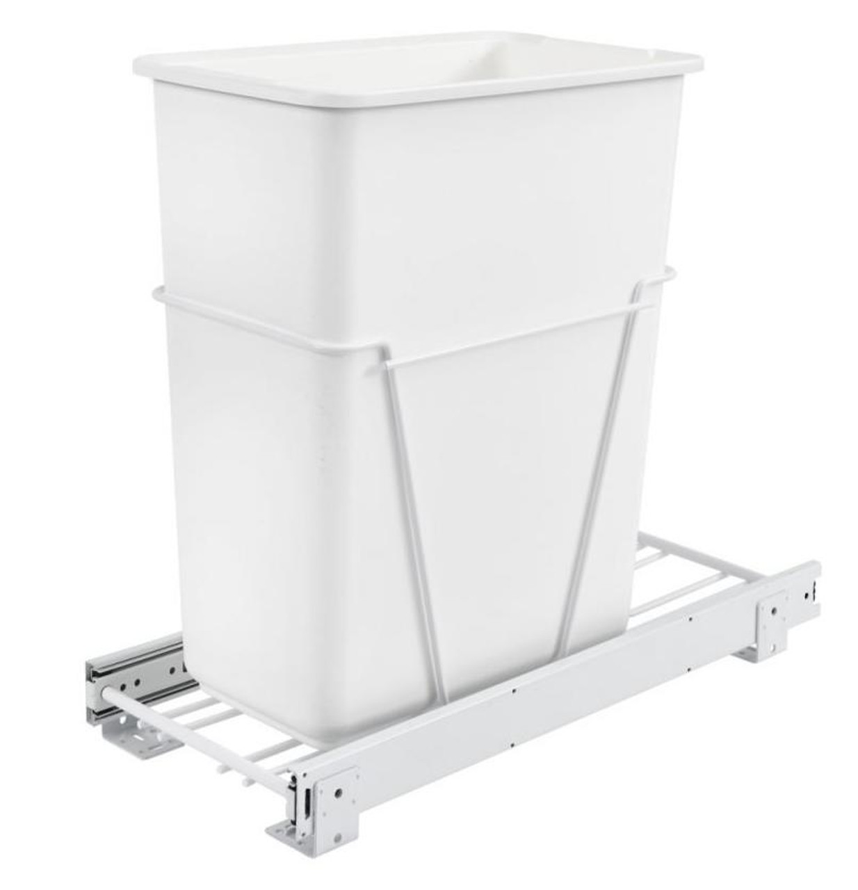 Rev-A-Shelf Rev-a-shelf Single 30 Qt. Pull-Out White Waste Containers with Full-Extension Slides RV-9PB S 