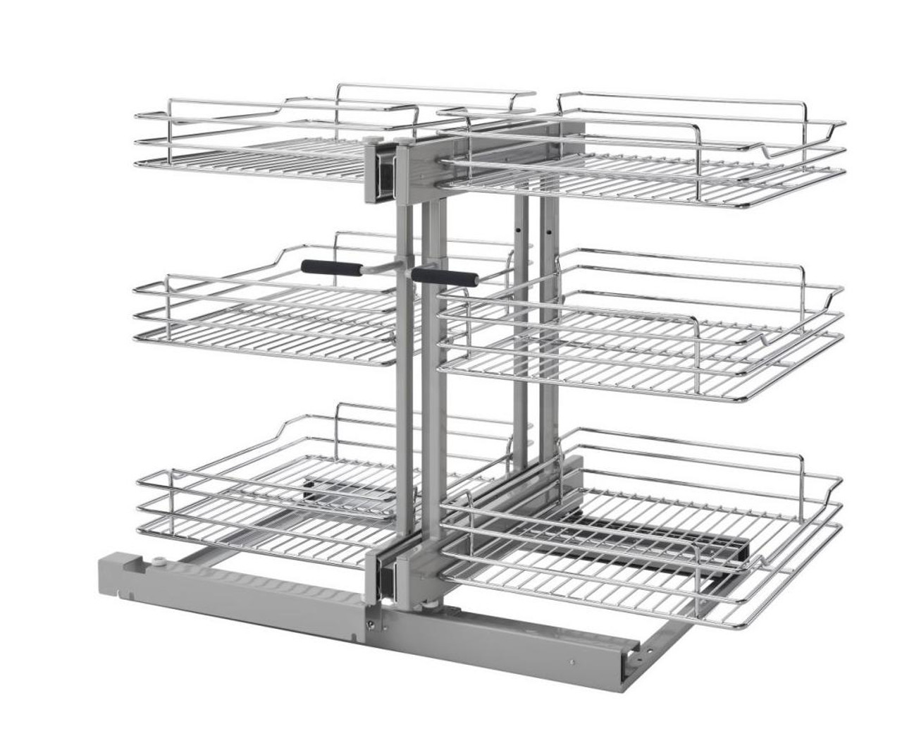 Rev-A-Shelf Rev-a-shelf Chrome Three-Tier Wire Basket Organizer for Blind Corner Cabinetr 15" or 18" Opening Soft-Close 5PS3 Series 