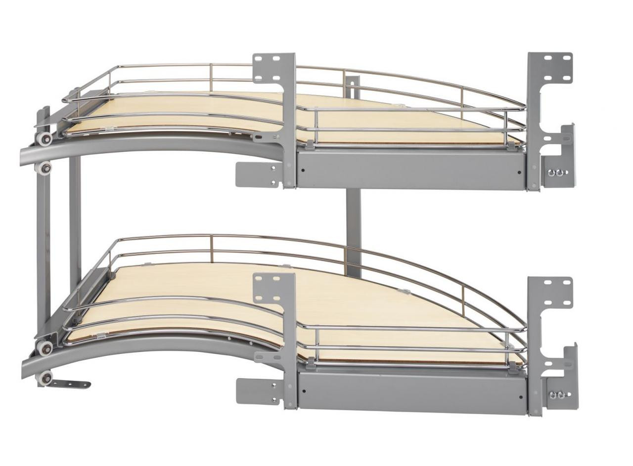 Rev-A-Shelf Rev-a-shelf Natural Maple Two-Tier Solid Bottom Curve for Left or Right Doors, Blind Corner Cabinet w/ 18" Opening 582-18 Series 