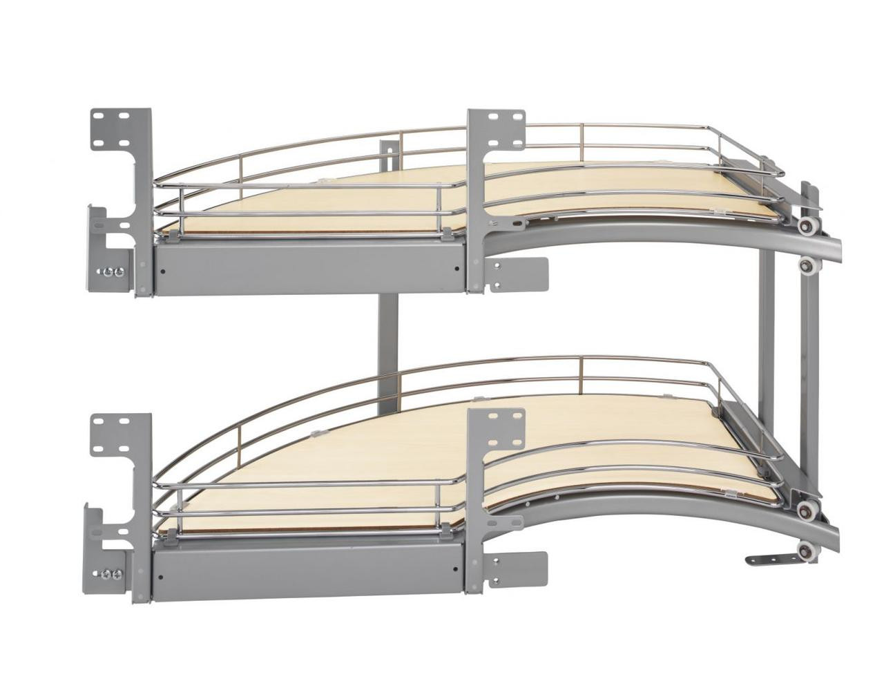 Rev-A-Shelf Rev-a-shelf Natural Maple Two-Tier Solid Bottom Curve for Left or Right Doors, Blind Corner Cabinet w/ 18" Opening 582-18 Series 