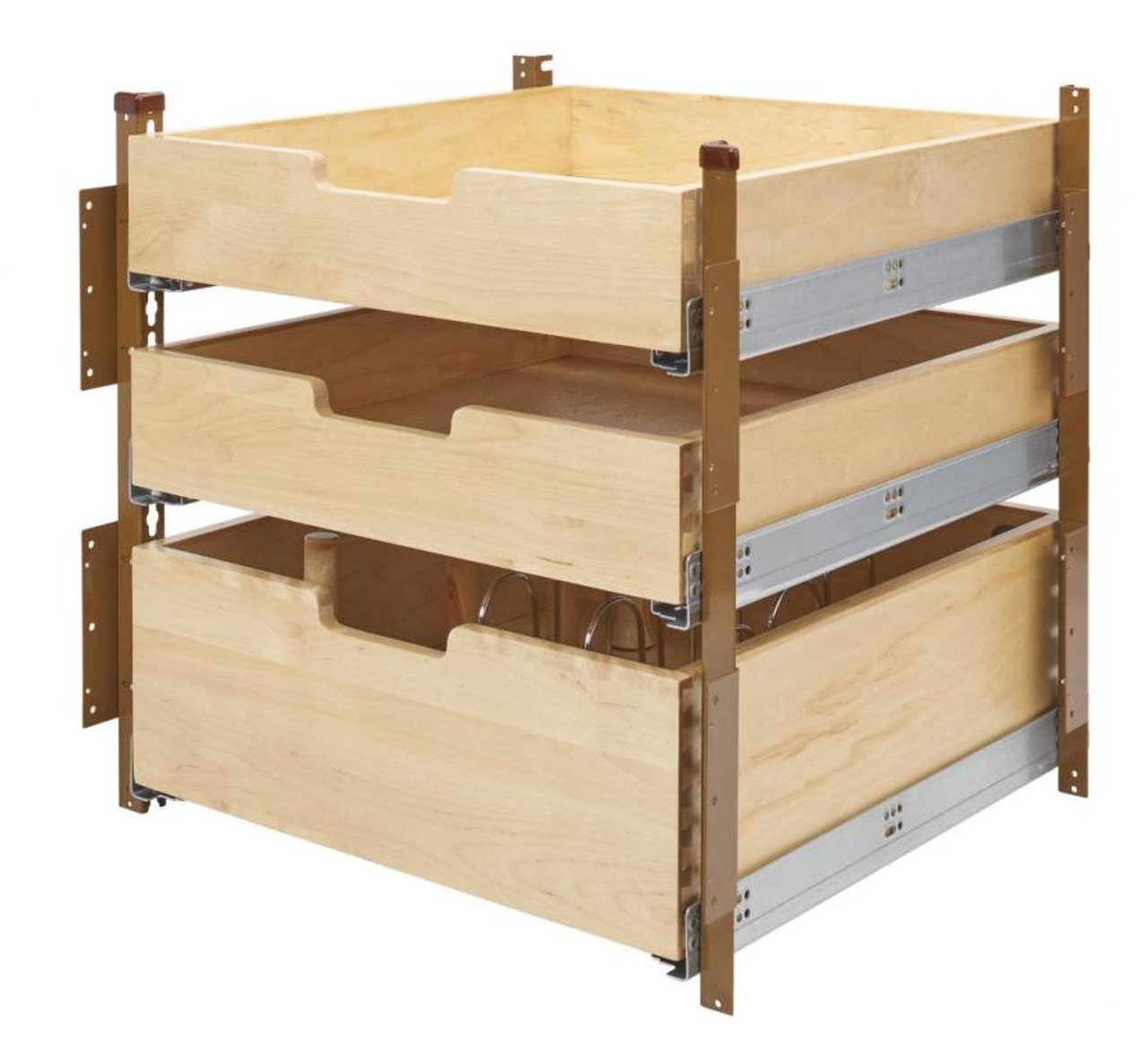 Rev-A-Shelf Rev-a-shelf Natural Maple Pilaster Kit w/ BLUMOTION Soft-Close for 24" Drawer/Door Base (2) Standards, One Tall, Brown Uprights 4PIL-24SC-3 