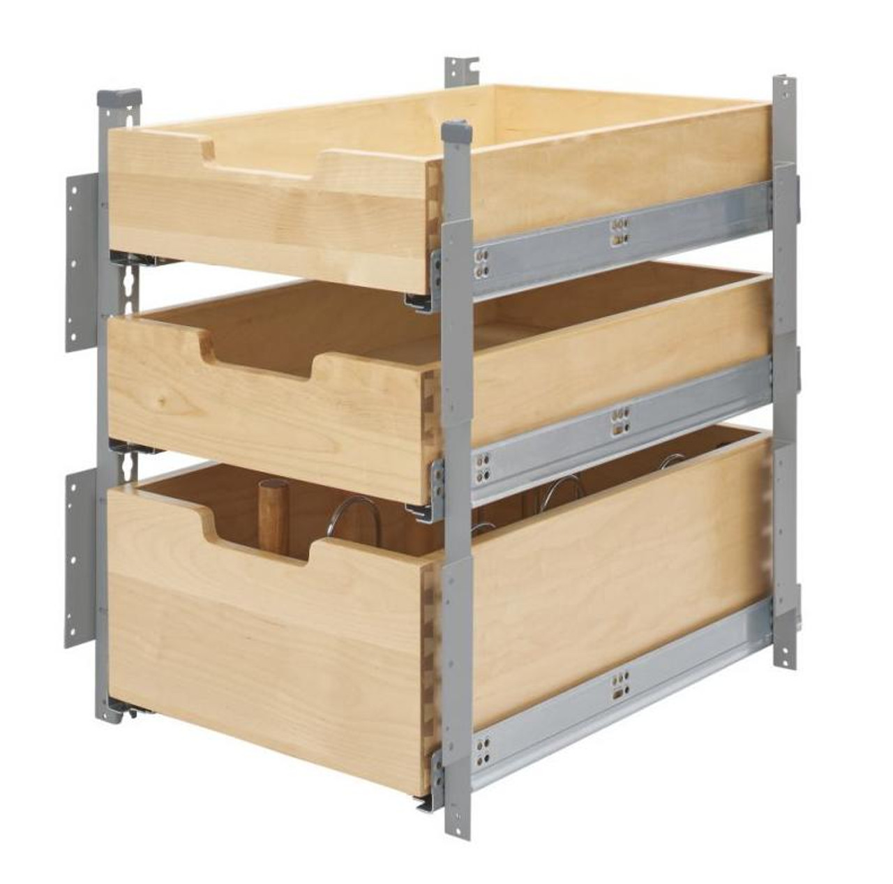 Rev-A-Shelf Rev-a-shelf Natural Maple Pilaster Kit w/ BLUMOTION Soft-Close for 18" Drawer/Door Base (2) Standard, One Tall, Silver Uprights 4PIL-18SC-SV-3 
