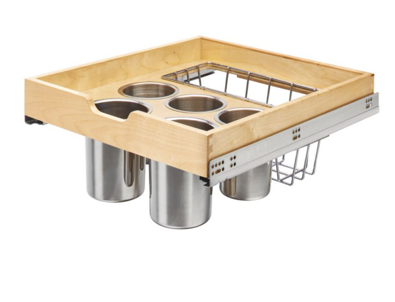 Rev-a-shelf Natural Maple Pilaster Utensil Pullout w/ BLUMOTION Soft-Close for 24" Drawer/Door Base 4PUT-24SC-1