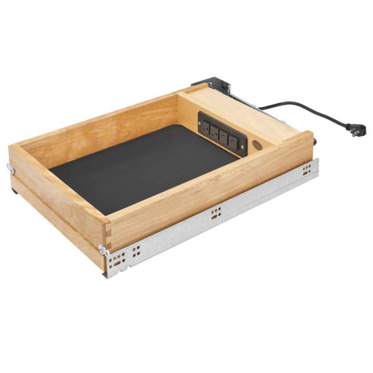 Rev-A-Shelf Rev-a-shelf Natural Maple Charging Drawer for Face Frame 18" BCD with Slides 4WCDB-18HSC-1 