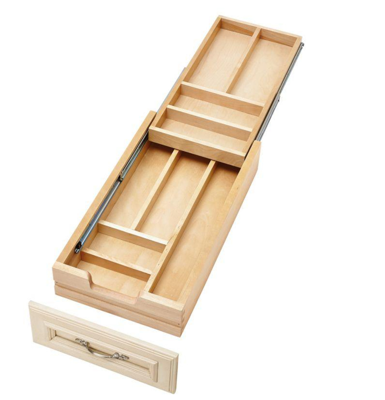 Rev-A-Shelf Rev-a-shelf Natural Maple Tiered Cutlery Drawer 12" Minimum Opening w/ BLUMOTION Soft-Close for Face Frame 15" Base 4WTCD-15HSC-1 