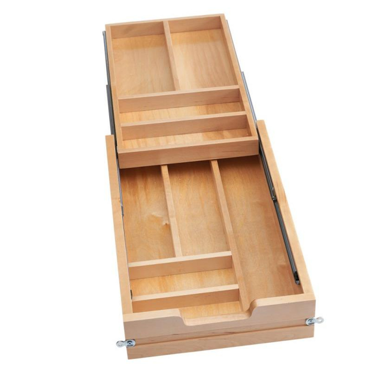Rev-A-Shelf Rev-a-shelf Natural Maple Tiered Cutlery Drawer Minimum Opening 13-1/2" w/ BLUMOTION Soft-Close Slides for Full Access 15" Base 4WTCD-343HFLSC-1 
