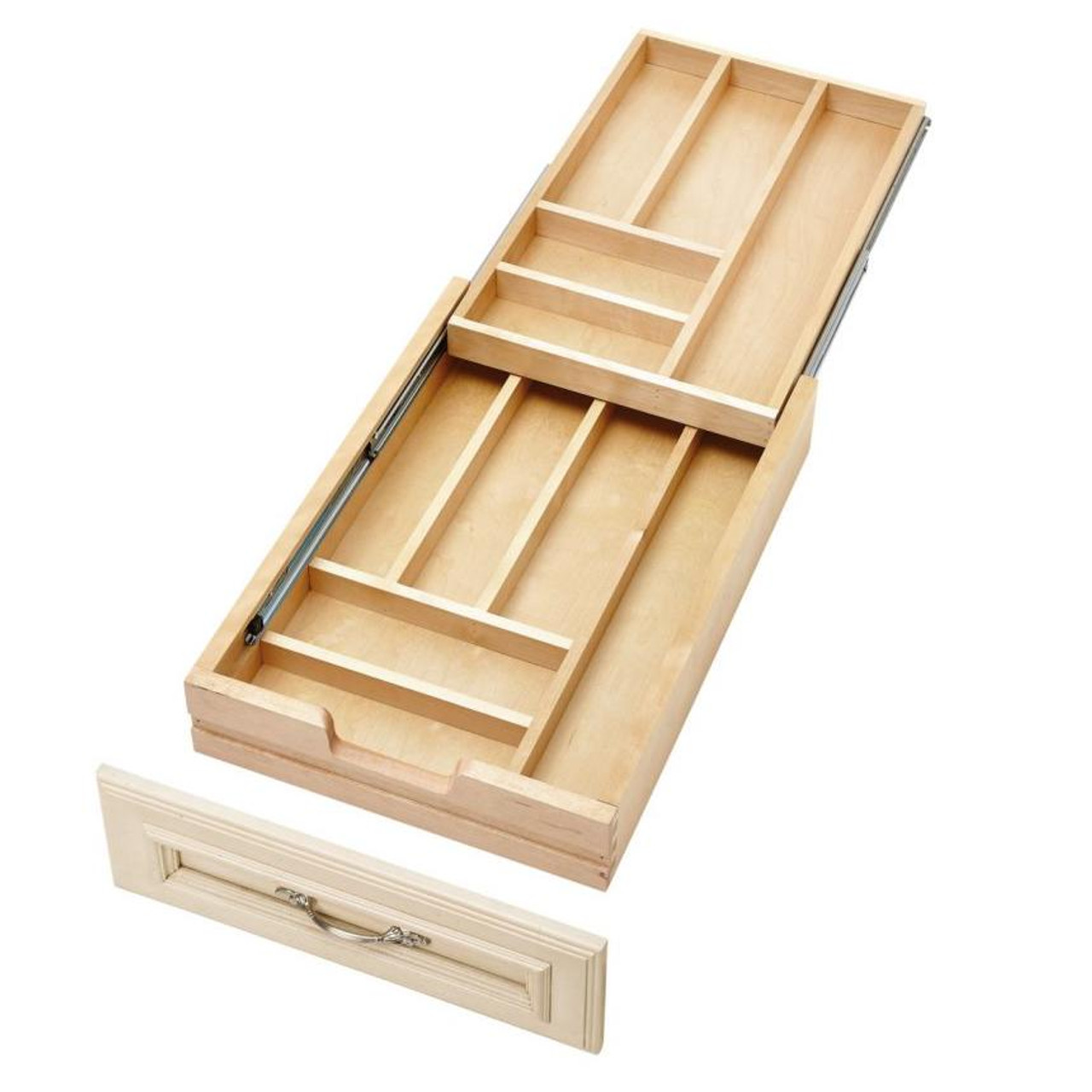 Rev-A-Shelf Rev-a-shelf Natural Maple Tiered Cutlery Drawer Minimum Opening 15" w/ BLUMOTION Soft-Close Slides for Full Access 15" Base 4WTCD-18HSC-1 
