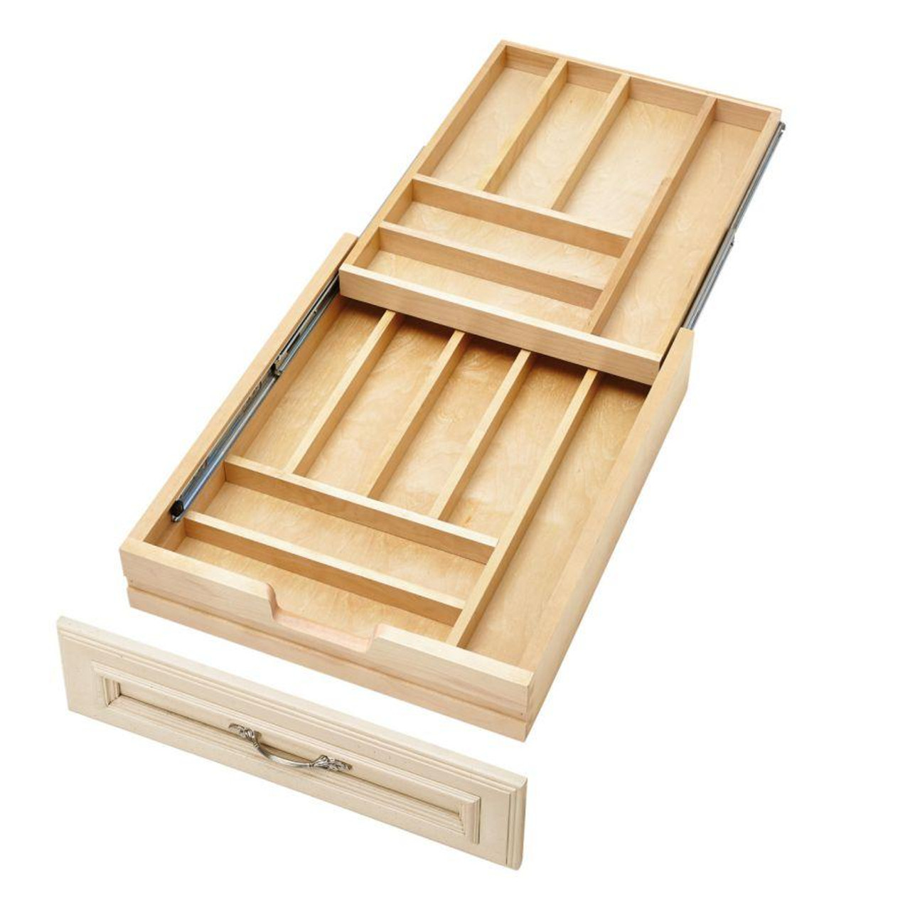 Rev-A-Shelf Rev-a-shelf Natural Maple Tiered Cutlery Drawer Minimum Opening 18" w/ BLUMOTION Soft-Close Slides for Full Access 21" Base 4WTCD-21HSC-1 