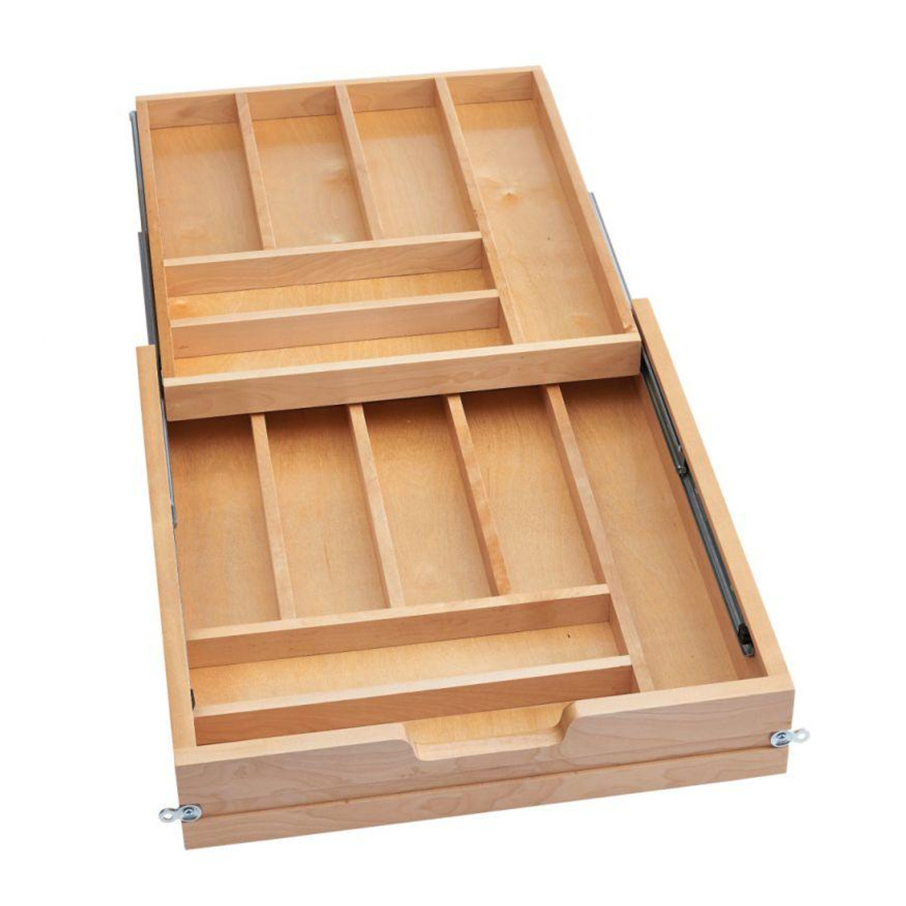 Rev-A-Shelf Rev-a-shelf Natural Maple Tiered Cutlery Drawer Minimum Opening 19-1/2" w/ BLUMOTION Soft-Close Slides for Full Access 21" Base 4WTCD-495HFLSC-1 
