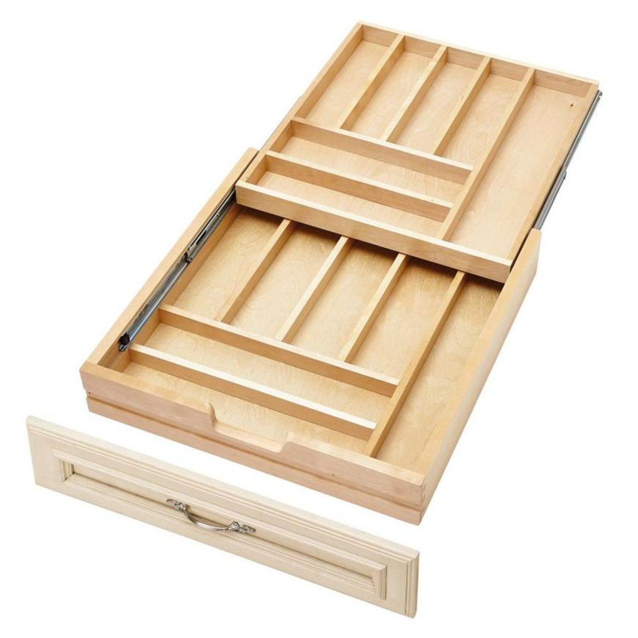 Rev-A-Shelf Rev-a-shelf Natural Maple Tiered Cutlery Drawer Minimum Opening 21" w/ BLUMOTION Soft-Close Slides for Full Access 24" Base 4WTCD-24HSC-1 
