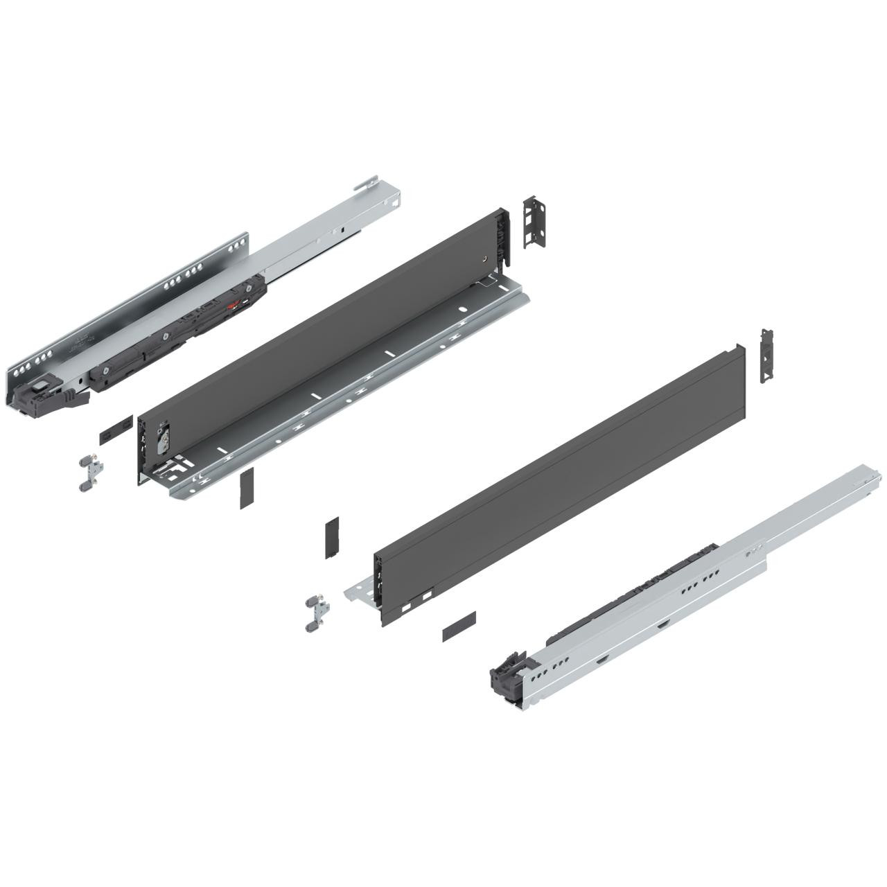 Blum 770M Series LEGRABOX Kit 125 Lb Capacity Full Extension 106mm Height 11-22 Inch, Orion Gray