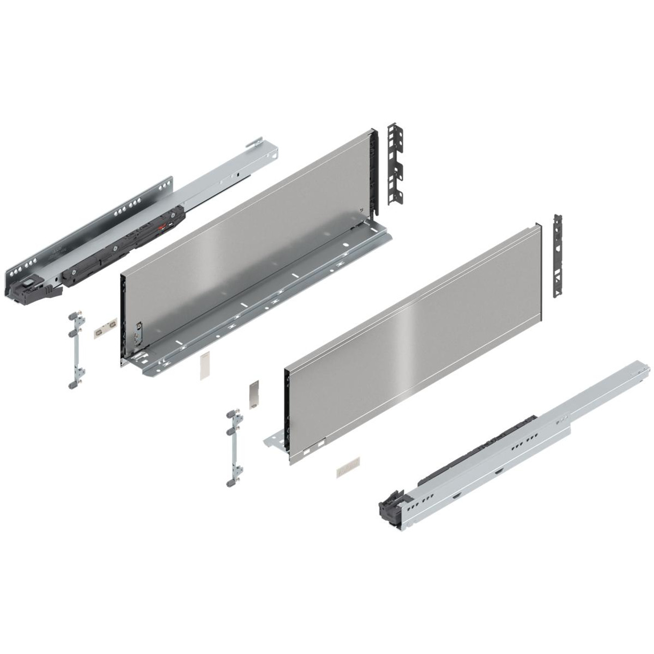  Blum 770F Series LEGRABOX Kit 125 Lb Capacity Full Extension 257mm Height 16-18-20-22 Inch, Brushed Stainless Steel, Orion Gray or Silk White Matte 