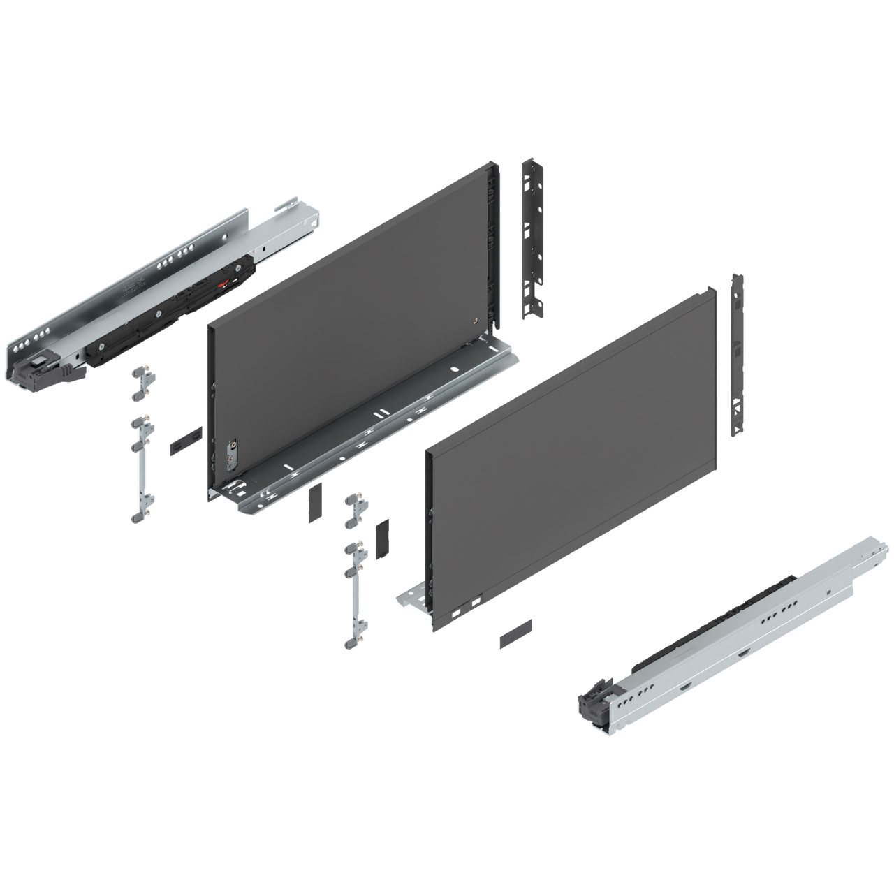 Blum 773F Series LEGRABOX Kit 170 Lb Capacity Full Extension 241mm Height 18-20-22-26 Inch, Brushed Stainless, Orion Gray, Silk White Matte Blum 773F Series LEGRABOX Kit 170 Lb Capacity Full Extension 241mm Height 18-20-22-26 Inch, Brushed Stainless, Orion Gray, Silk White Matte