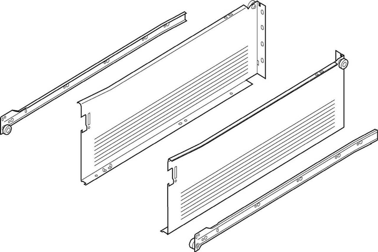 Blum METABOX 320H Series 5-7/8 Inch High side in a White Epoxy Finish