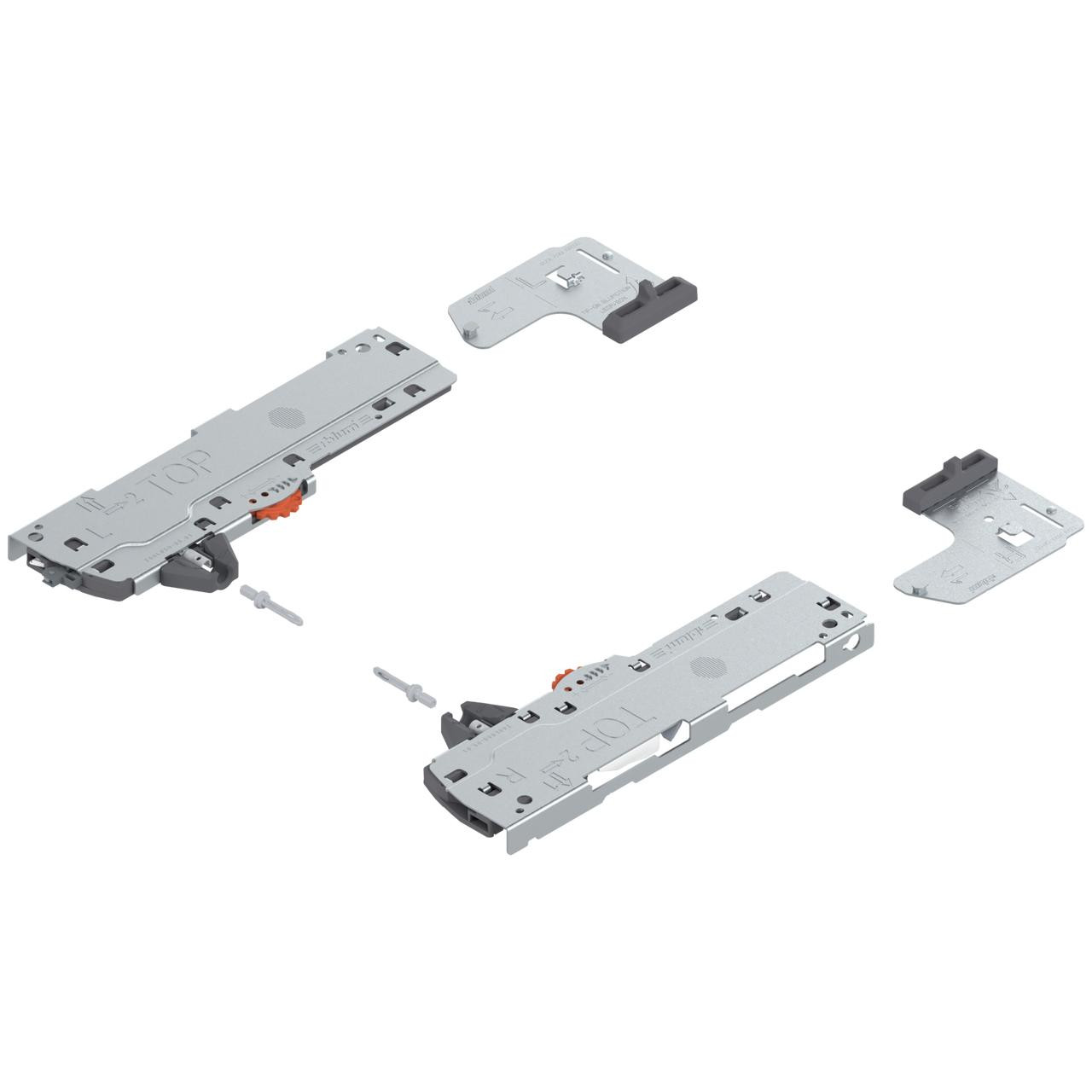  Blum T60L7540 Left and Right TIP-ON Unit and Trigger, L1 Standard Duty, for Total Drawer Weight 44 lbs - 88 bs 15"-21" 