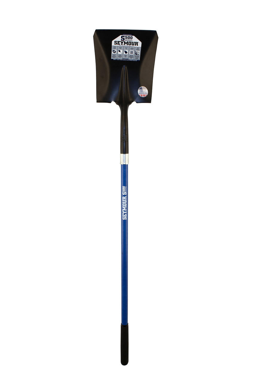  Seymour Midwest Square Point Shovel, Rear Rolled Step / Closed Back, 48" Industrial Grade Fiberglass 45132 