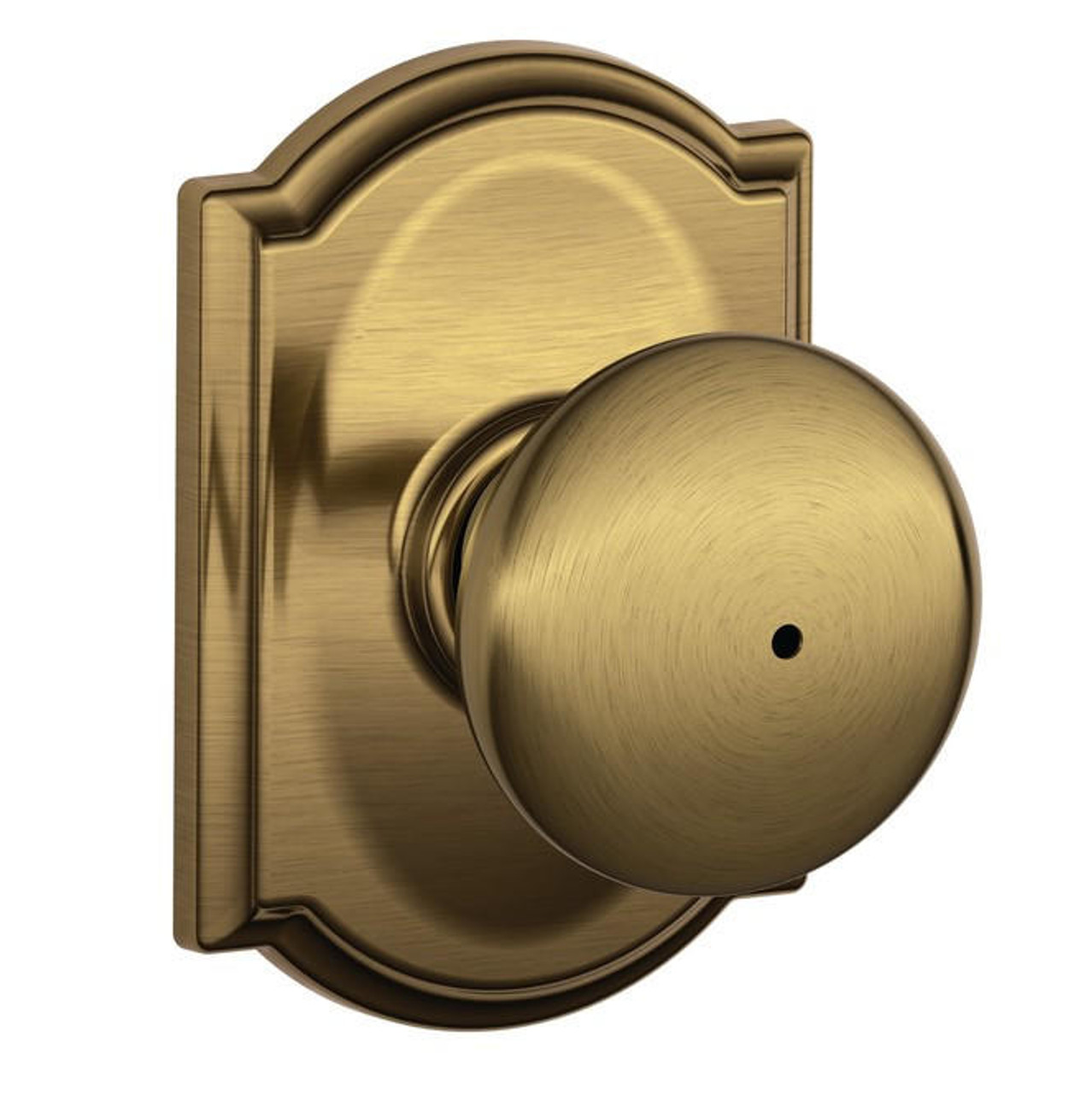 Schlage Lock Schlage F40 Series Privacy Knob Plymouth Series with a Camelot Rosette 