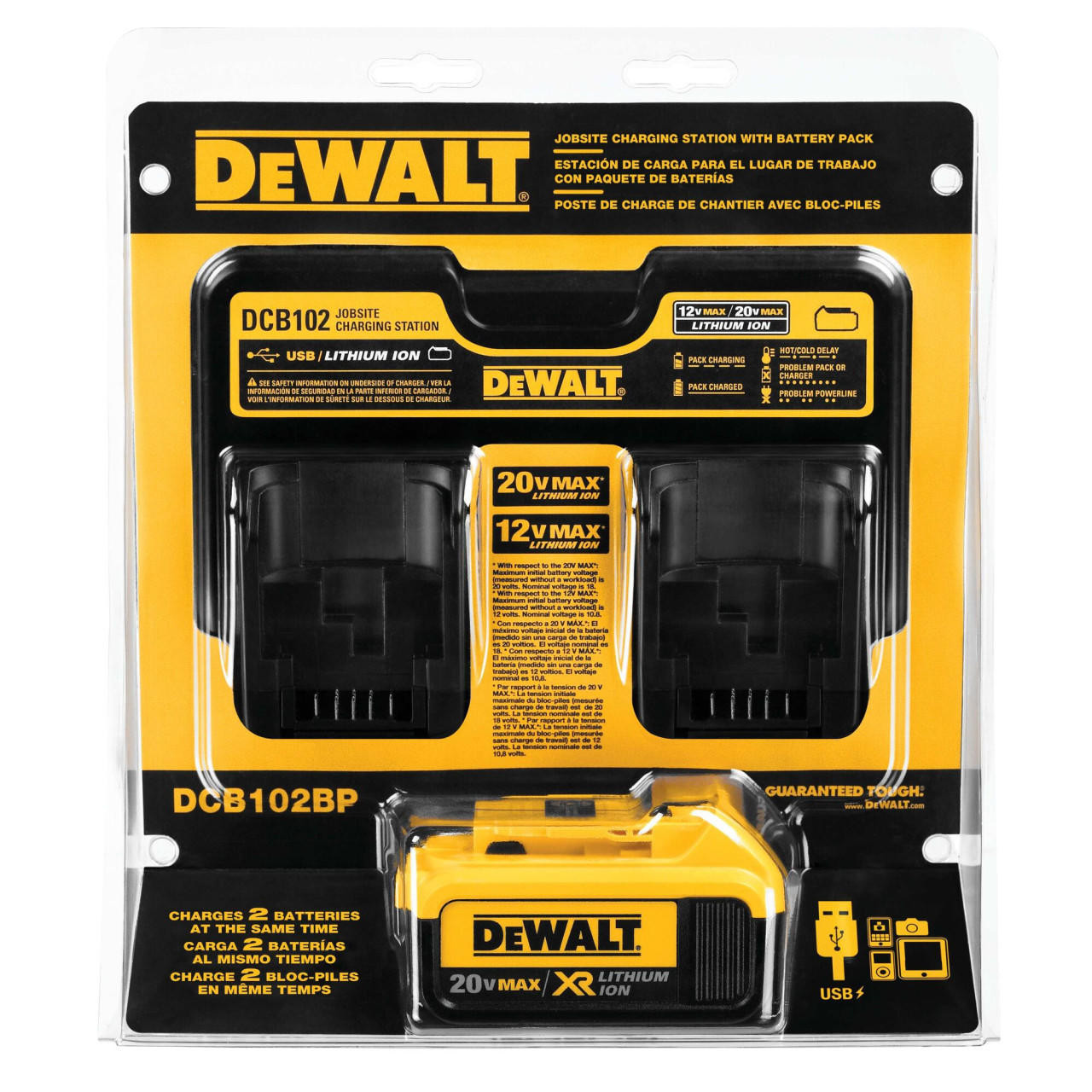 Dewalt DEWALT 20V MAX JOBSITE CHARGING STATION WITH BATTERY PACK DCB102BP 