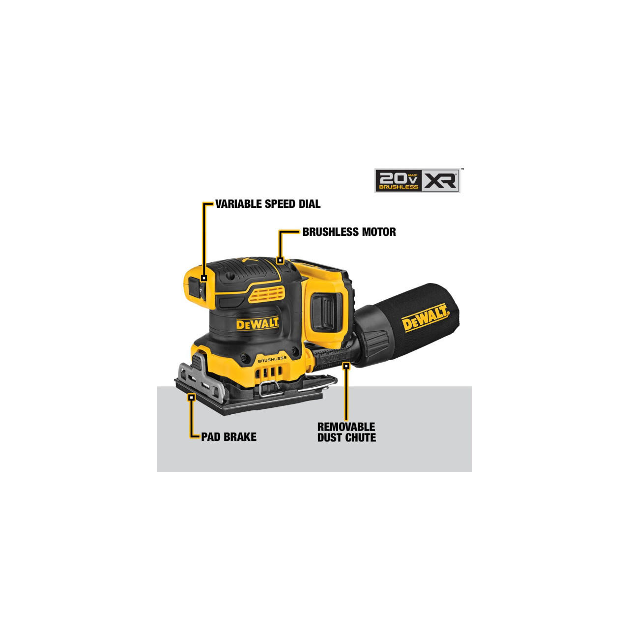 DEWALT 20V MAX XR Cordless 1/4 Sheet Variable Speed Sander