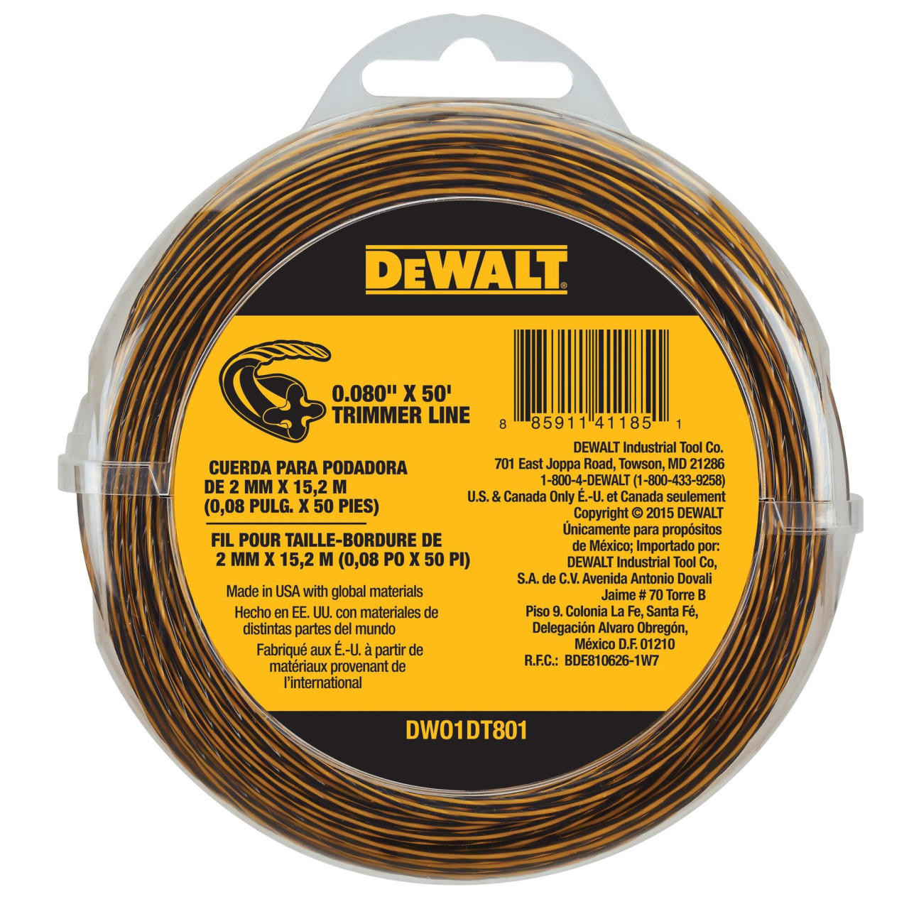 Dewalt DEWALT String Trimmer Line, 50-Feet By 0.080-Inch DWO1DT801 