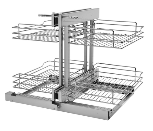 Rev-a-shelf Chrome Two-Tier Wire Basket Organizer for Blind Corner Cabinet 15" or 18" Opening Regular or Soft-Close 5PS Series