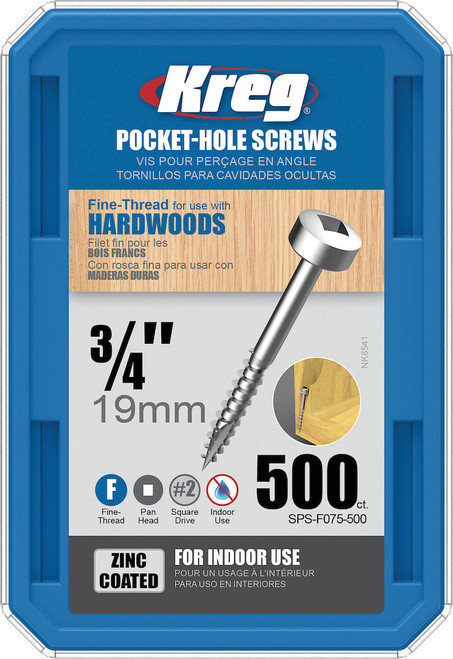  KREG Zinc Pocket-Hole Screws #6 Fine-Thread Pan Head Several Count Choices SPS-F Series 
