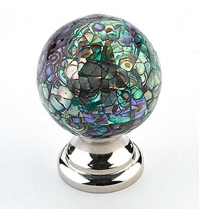 Schaub Symphony Round Spherical Knob Imperial Shell Polished Nickel 1-1/4" diameter