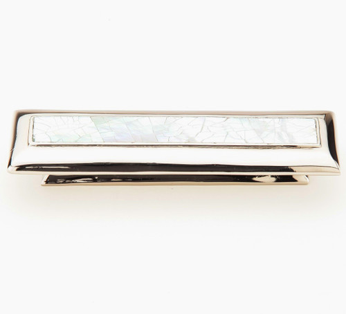 Schaub Symphony Flat Faced Pull Mother of Pearl Polished Nickel 3" Centers 4-1/2" Overall Length