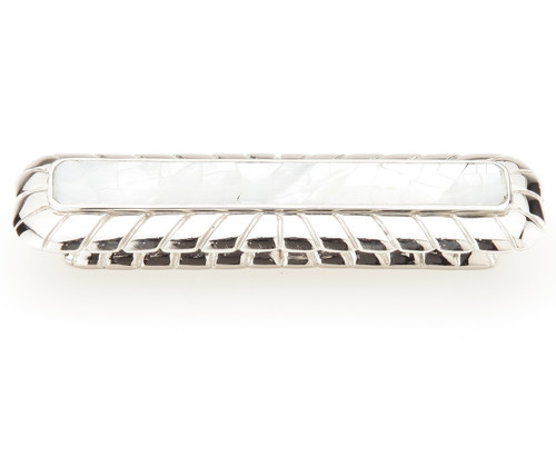 Schaub Symphony Flat Faced Pull Mother of Pearl Polished Nickel 3" Centers 4-1/2" x 1-1/4" Overall Length