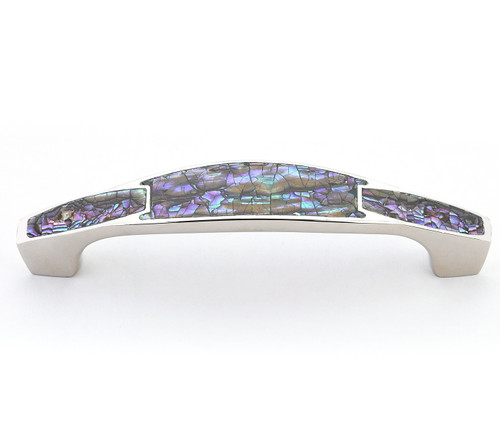 Schaub Symphony Arched Pull Imperial Shell Polished Nickel 4" Centers 4-3/4" Overall Length