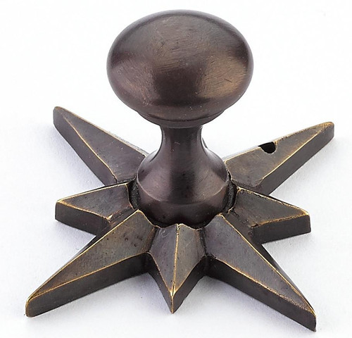  Schaub Solid Brass Symphony Sonata Round Knob with Star Backplate 