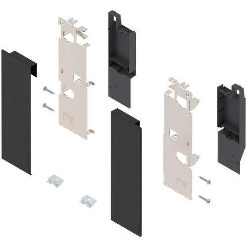 Blum ZI7.3CS0-CBM LEGRABOX front fixing bracket, height C, interior roll-out for gallery, right+left, for LEGRABOX IN A CARBON BLACK MATT