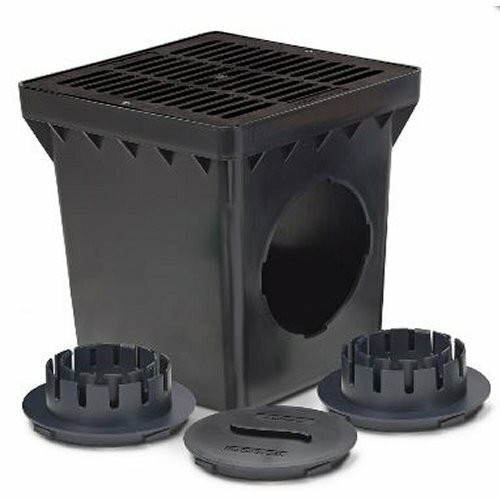 RainBird DB12KITB - 12 Inch Drainage Basin Kit with 2 Outlets, 12 Inch Flat Black Grate and Adapters