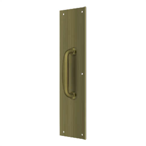 Deltana PPH55 PUSH PLATE W/ HANDLE 3-1/2" X 15 " - HANDLE 5-1/4" SOLID BRASS