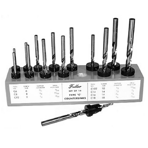 WL Fuller 10390014T Type C 14 piece set with Countersinks and Taper Point Drills