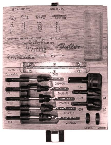  WL Fuller 10393011 Quick Release Type C Combination Countersink,Taper Point Drills,Plug Cutters Set 